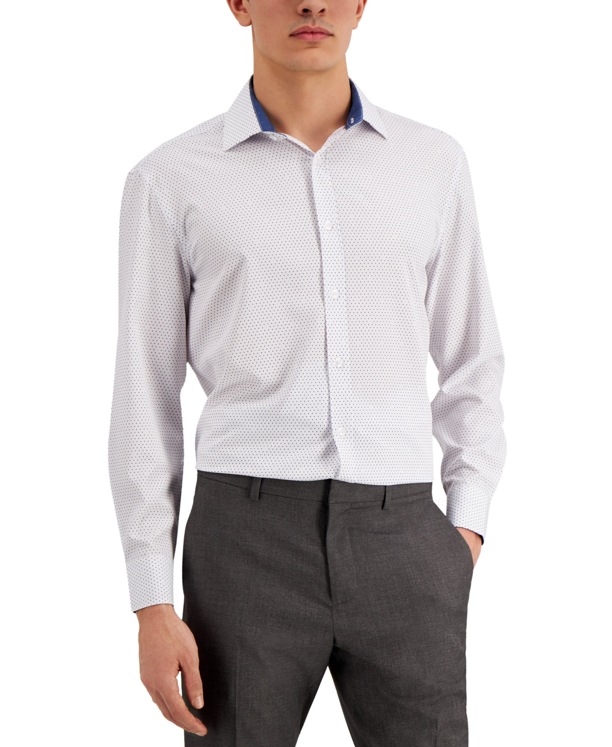 Camisa social masculina Tallia Slim Fit, sem passar a ferro, com estampa elástica e bolinhas, tamanho XX-G