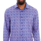 Camisa Masculina Tallia Slim Fit Manga Longa com Máscara Facial Azul Tamanho Médio