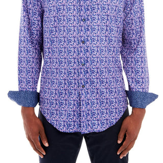 Camisa Masculina Tallia Slim Fit Manga Longa com Máscara Facial Azul Tamanho Médio