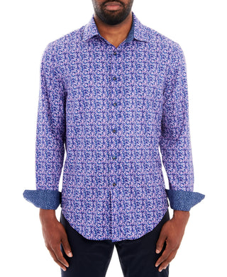 Camisa Masculina Tallia Slim Fit Manga Longa com Máscara Facial Azul Tamanho Médio