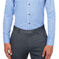 Camisa social masculina slim fit xadrez refrescante azul tamanho grande