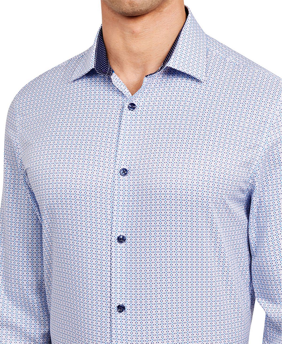 Camisa social masculina Construct Cooling Comfort Slim Fit estampada, branca, tamanho M