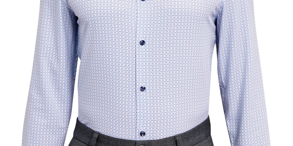 Camisa social masculina Construct Cooling Comfort Slim Fit estampada, branca, tamanho M