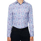 Camisa social masculina com estampa paisley e corte slim da Society Of Threads, tamanho médio, azul