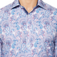 Camisa social masculina com estampa paisley e corte slim da Society Of Threads, tamanho médio, azul