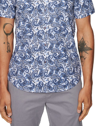 Camisa masculina Tallia Slim Fit, sem passar a ferro, com estampa elástica, tamanho grande, azul