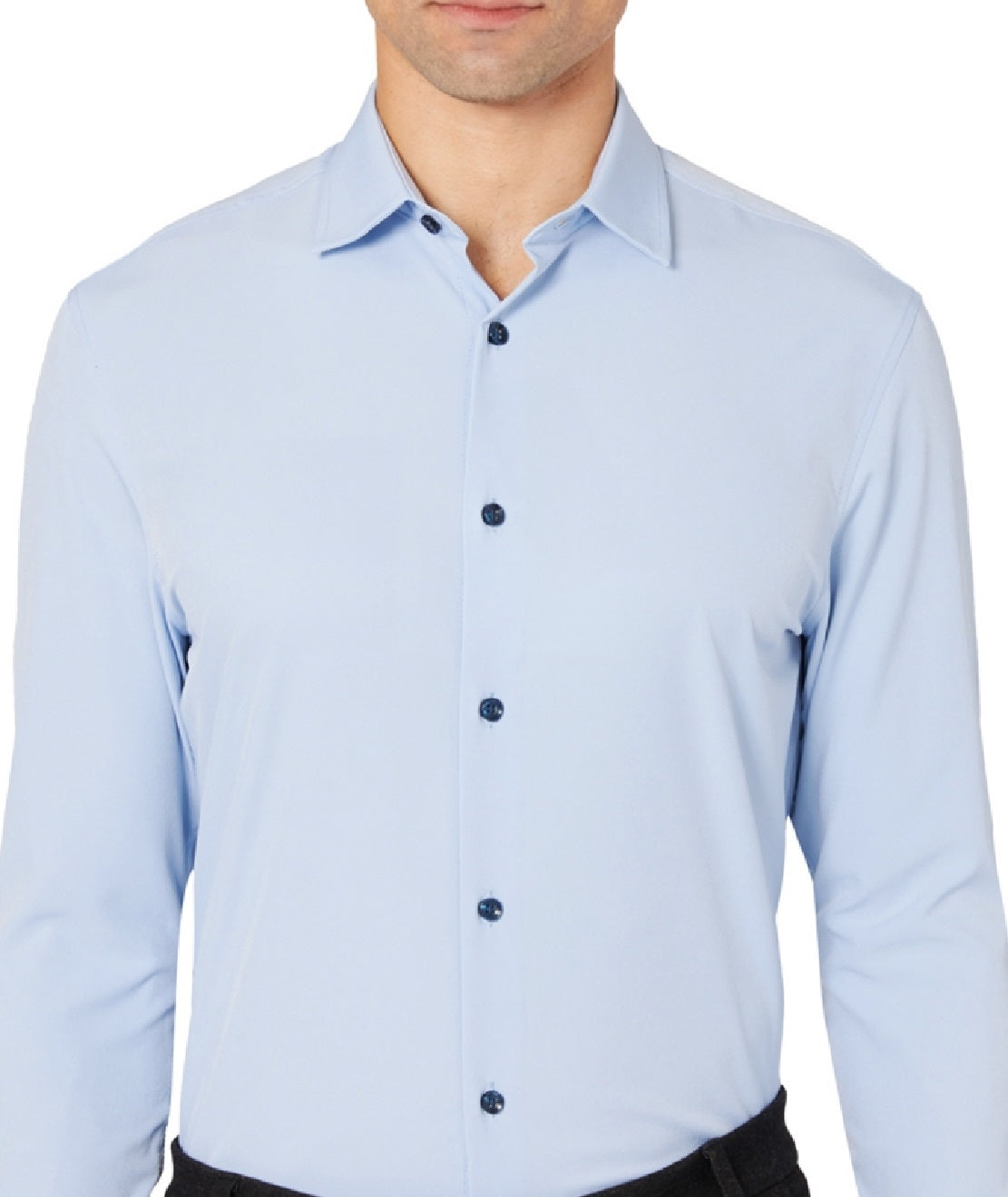 Camisa social masculina Construct Slim Fit Solid Performance Stretch Azul Tamanho Grande