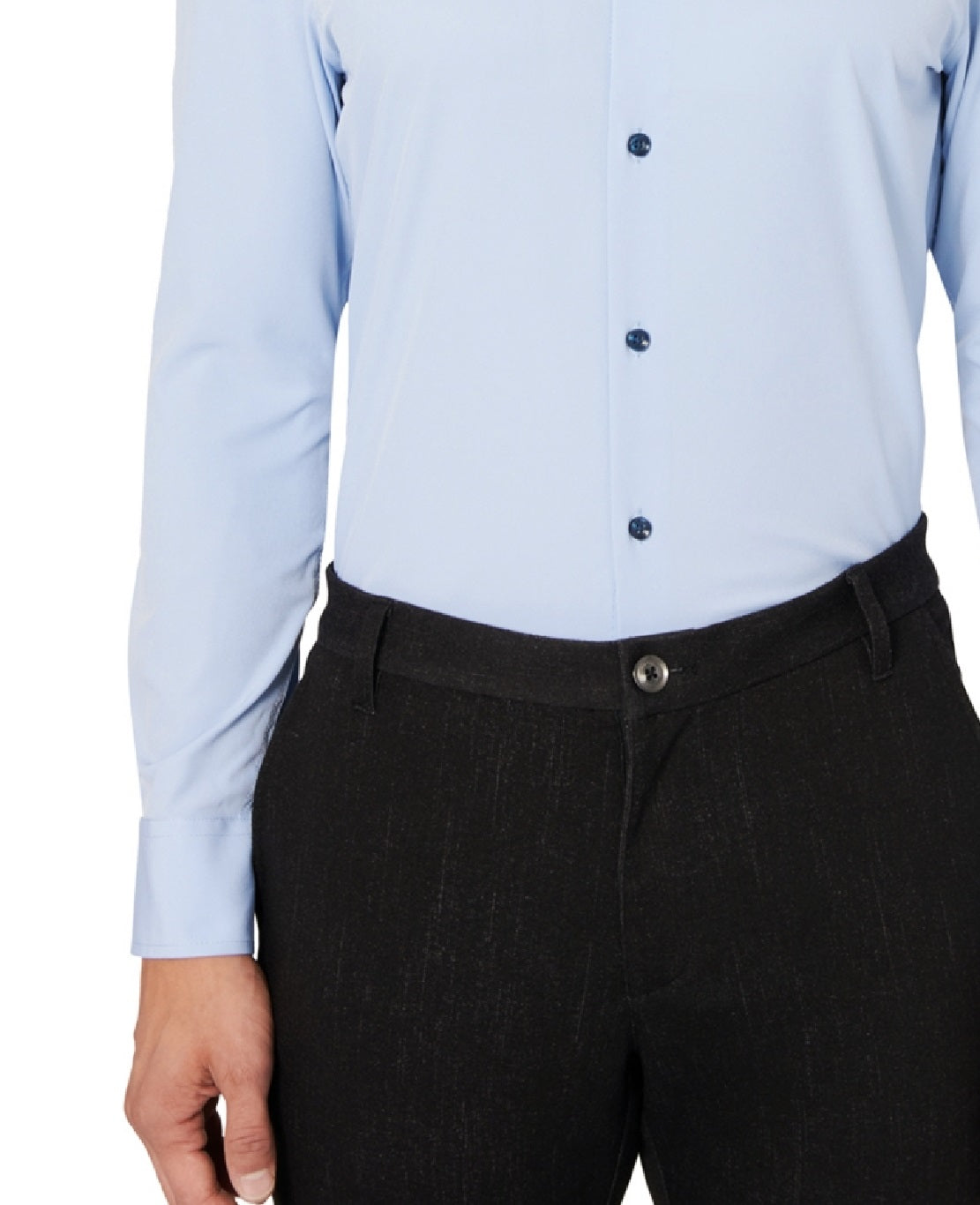 Camisa social masculina Construct Slim Fit Solid Performance Stretch Azul Tamanho Grande