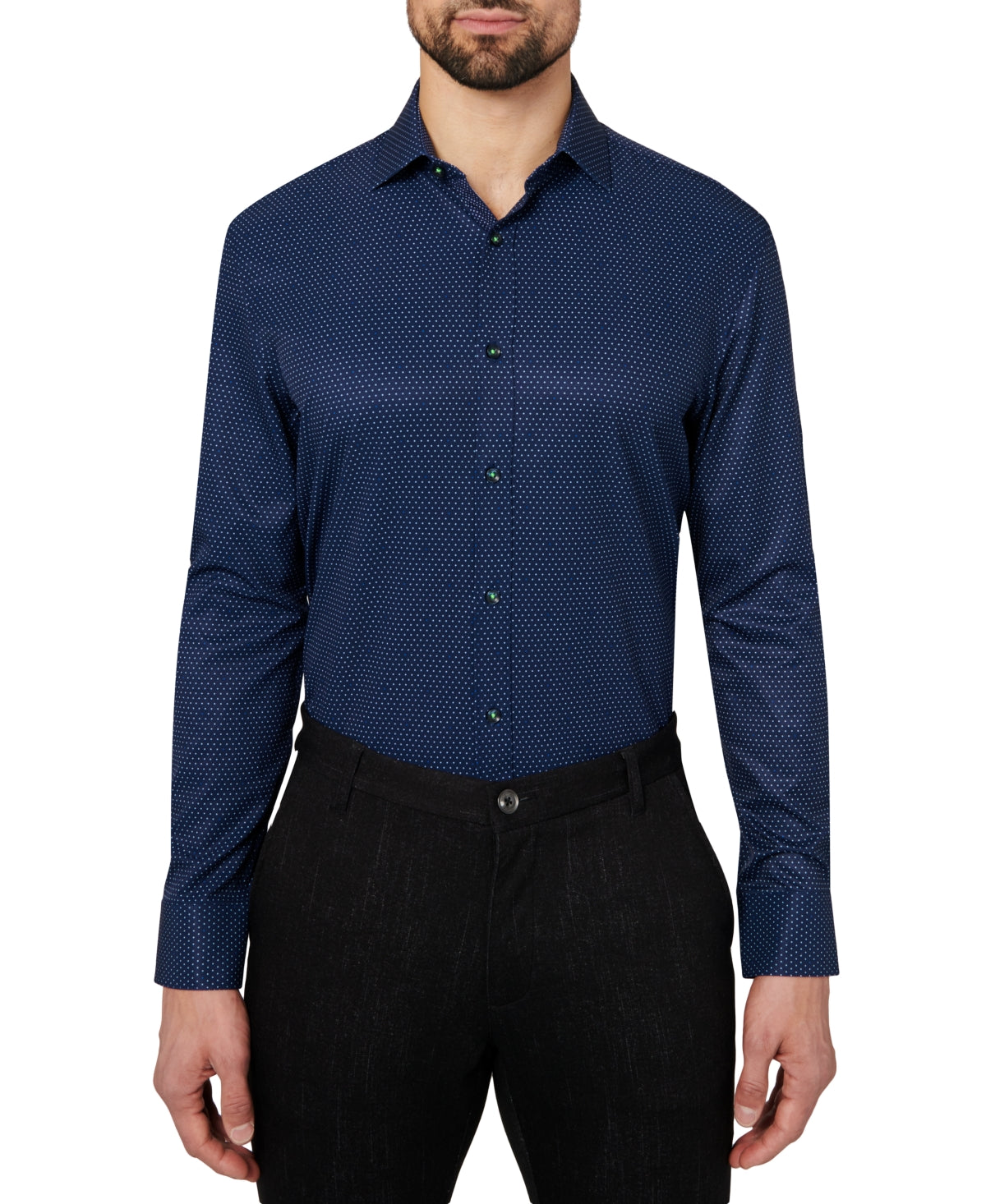 Camisa social masculina com estampa elástica e sem ferro, tamanho extragrande, da Society Of Threads, tamanho slim fit, azul