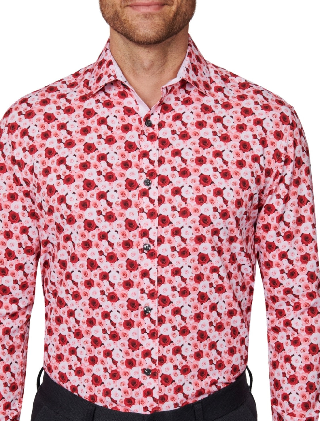 Camisa social masculina slim fit floral performance vermelha tamanho extragrande da Society Of Threads