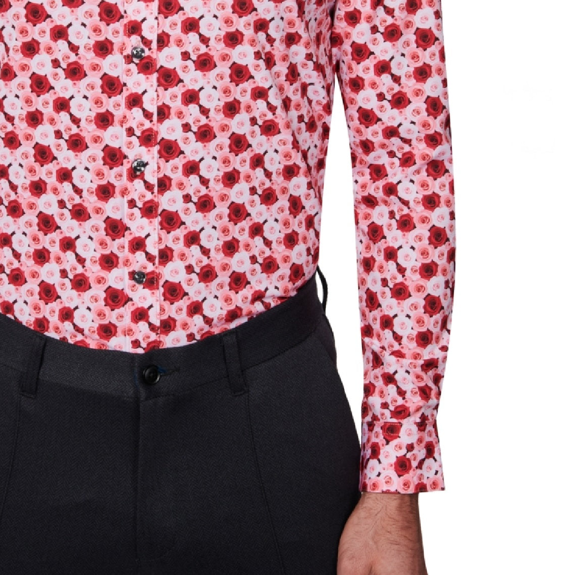 Camisa social masculina slim fit floral performance vermelha tamanho extragrande da Society Of Threads