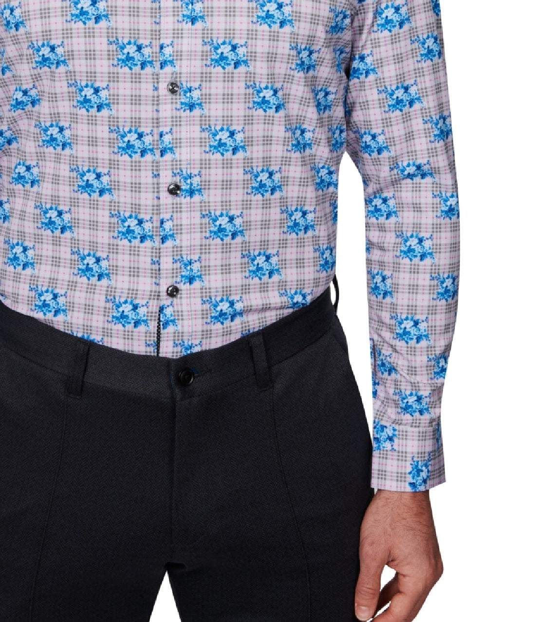 Camisa social masculina slim fit floral, cinza, tamanho GG, da Society Of Threads