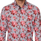 Camisa social masculina slim fit floral, cinza, tamanho GG, da Society Of Threads