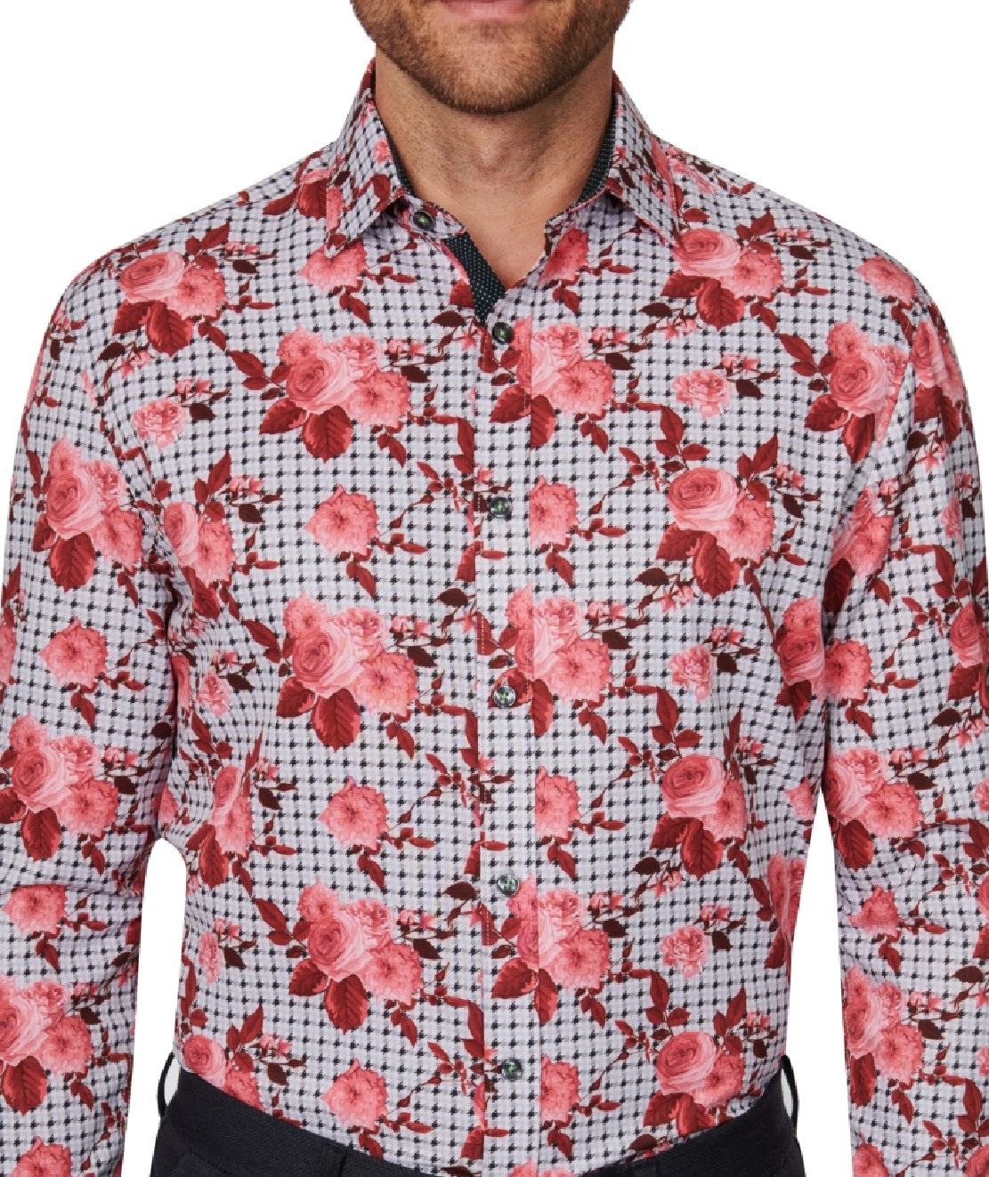 Camisa social masculina slim fit floral, cinza, tamanho GG, da Society Of Threads