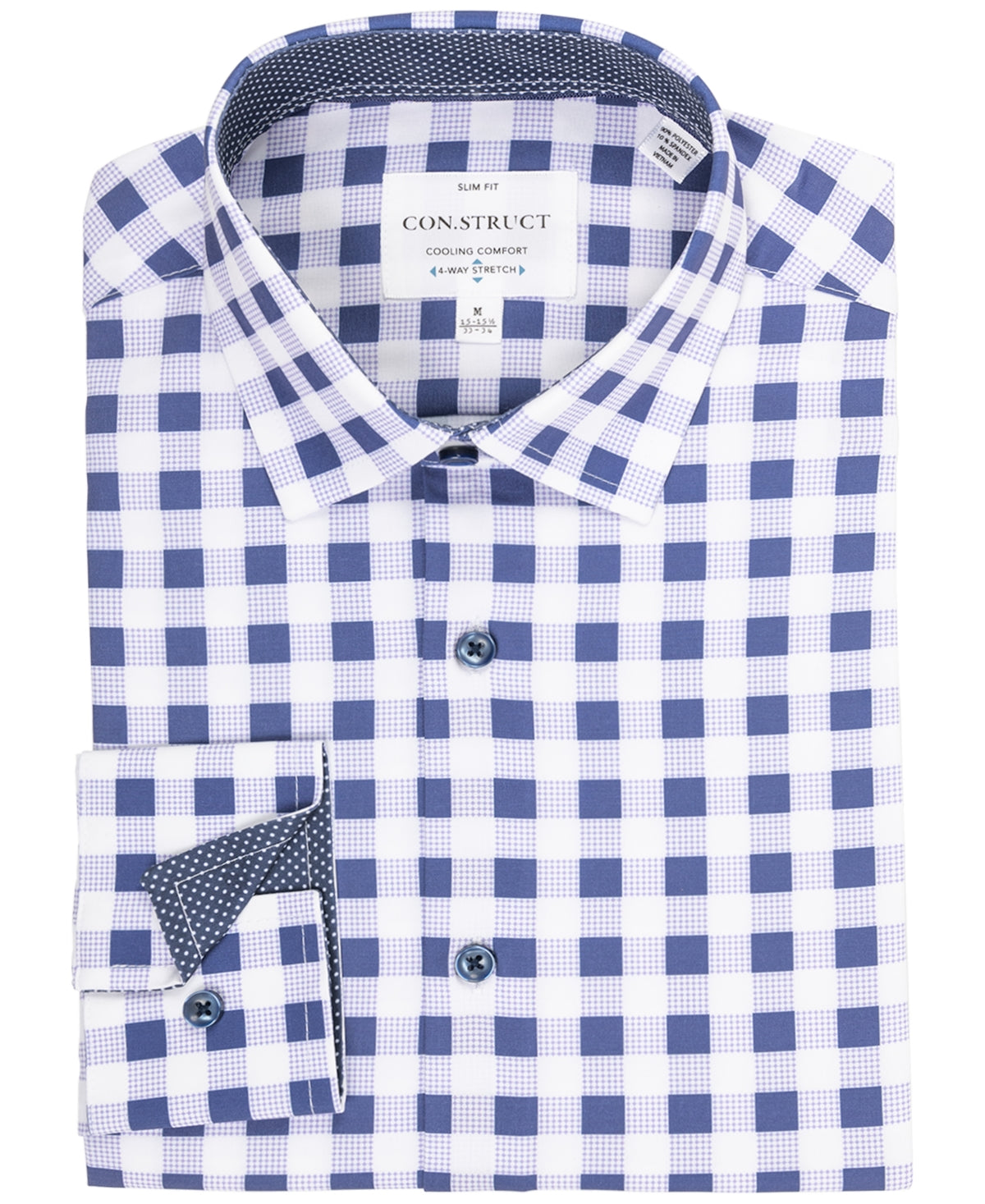 Camisa social masculina Construct Slim Fit Stretch Cooling Comfort estampada azul tamanho M