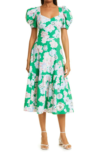 Vestido Tanya Taylor Danielle em Kelly Green Floral, tamanho 6