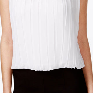 Blusa plissada sem mangas Calvin Klein feminina, branca, tamanho pequeno