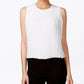 Blusa plissada sem mangas Calvin Klein feminina, branca, tamanho pequeno