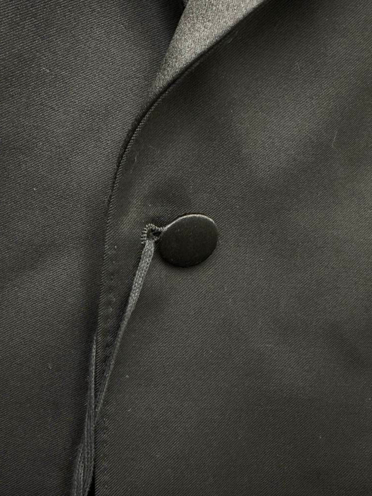 Jaqueta de smoking masculina Z Zegna Trim Fit de lã e mohair, preta, tamanho 52L IT / 42L EUA