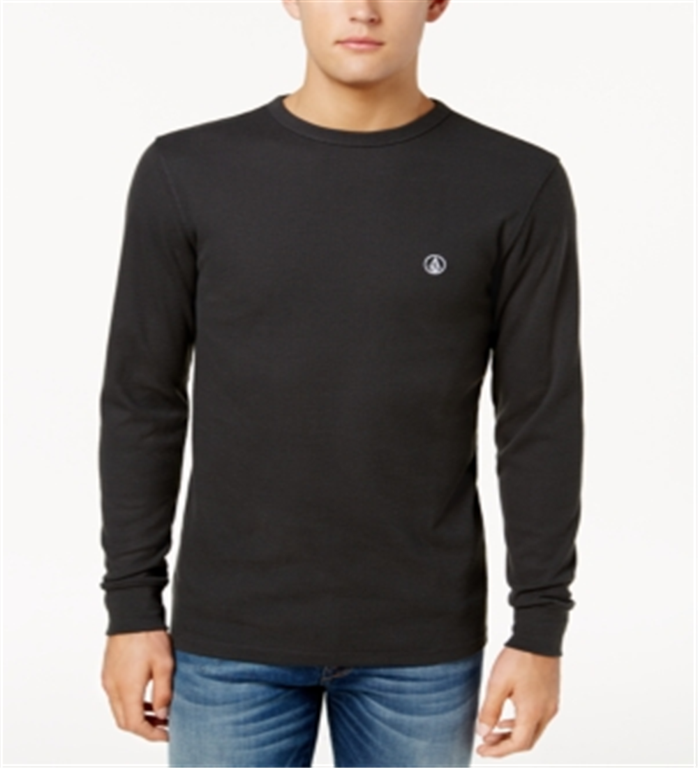 Camiseta térmica masculina Volcom Juan Largo de manga comprida, preta, tamanho médio