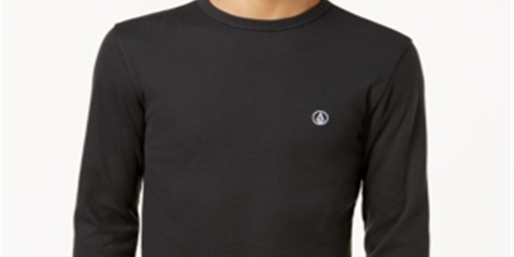 Camiseta térmica masculina Volcom Juan Largo de manga comprida, preta, tamanho médio