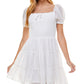 Vestido Crystal Doll Junior's Clip Dot Smocked Branco Tamanho Médio