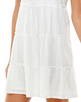Crystal Doll Junior's Knit Eyelet A Line Dress White Size X-Large