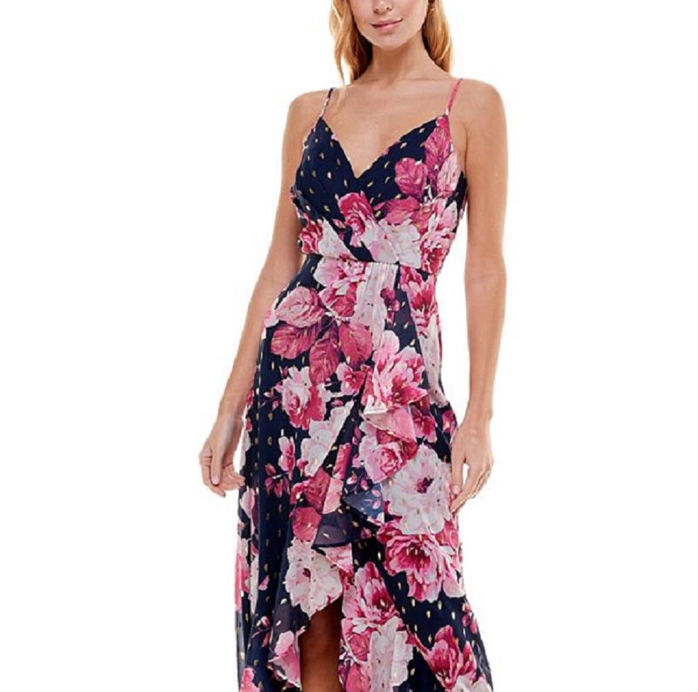 Vestido estampado com babados Crystal Doll Junior's Azul Tamanho 9