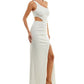 Vestido Crystal Doll Junior de um ombro só, branco, tamanho 3