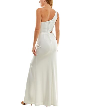 Vestido Crystal Doll Junior de um ombro só, branco, tamanho 7