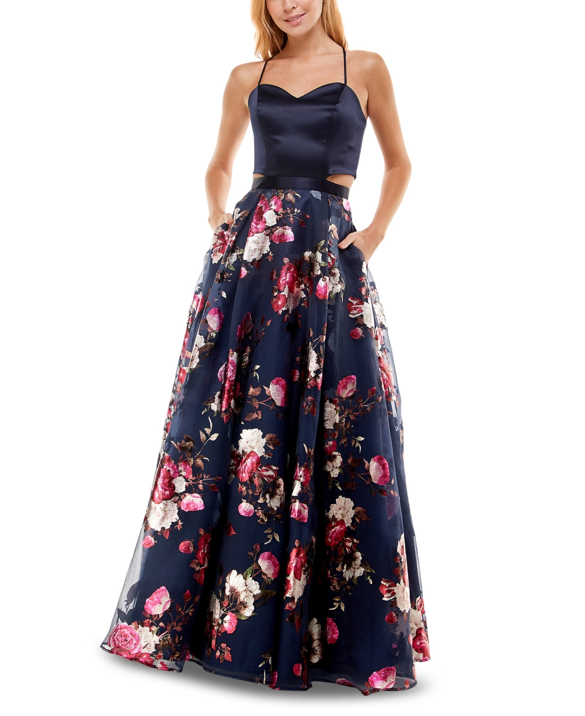 Vestido de baile longo com decote coração Crystal Dolls feminino, azul, tamanho 11