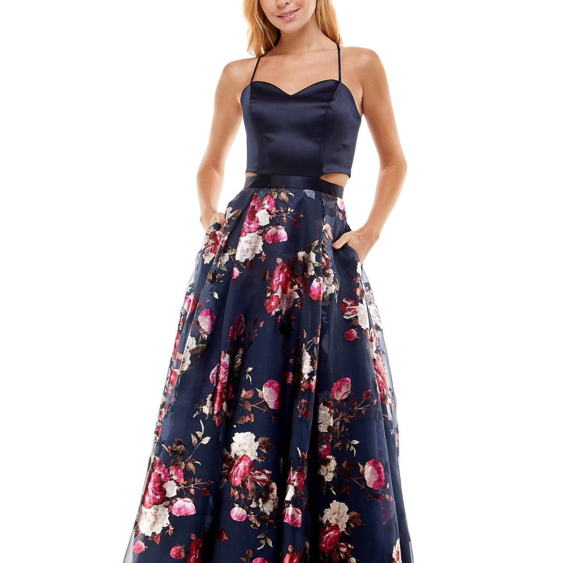 Vestido de baile longo com decote coração Crystal Dolls feminino, azul, tamanho 11