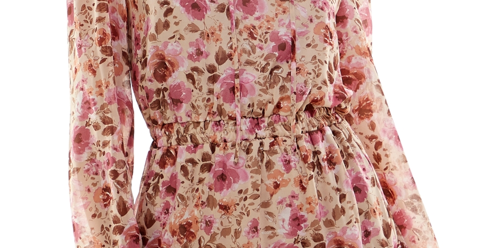 Vestido infantil estampado Crystal Doll, manga longa, justo e evasê, marrom, tamanho GG