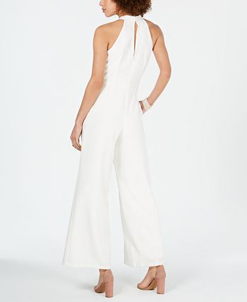 Macacão feminino Julia Jordan com decote halter, branco, tamanho 4