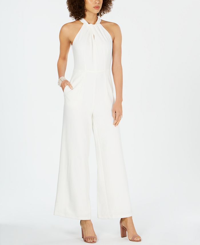 Macacão feminino Julia Jordan com decote halter, branco, tamanho 16