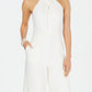 Macacão feminino Julia Jordan com decote halter, branco, tamanho 16