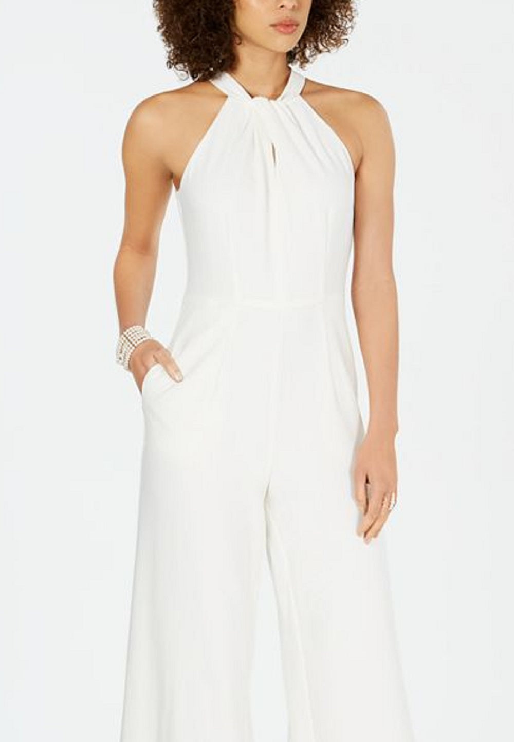 Macacão feminino Julia Jordan com decote halter, branco, tamanho 16