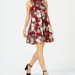 Vestido feminino Robbie Bee com estampa floral metálica e gola alta, tamanho 12, vermelho, pequeno