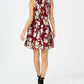 Vestido feminino Robbie Bee com estampa floral metálica e gola alta, tamanho 12, vermelho, pequeno