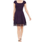 Vestido Donna Ricco Feminino com Acabamento em Renda e Flare Roxo Tamanho 16