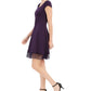 Vestido Donna Ricco Feminino com Acabamento em Renda e Flare Roxo Tamanho 16