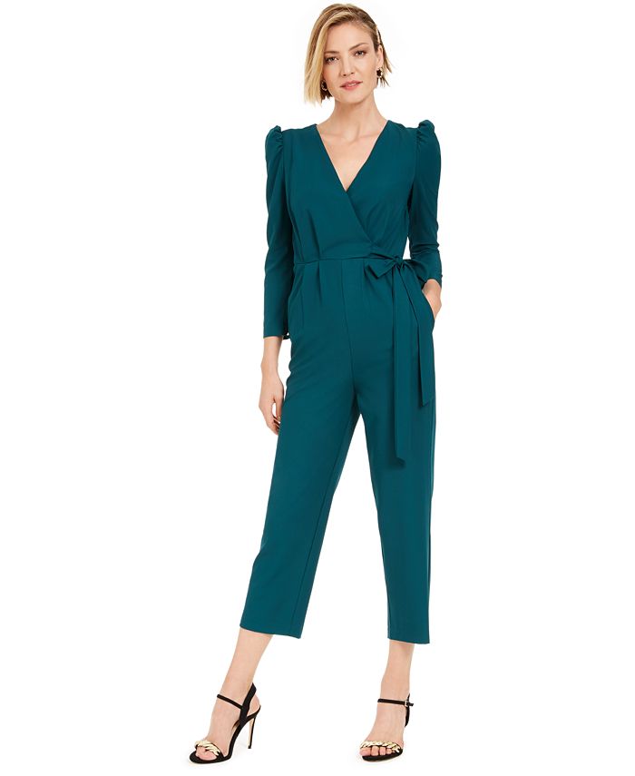 Macacão feminino Julia Jordan com ombros bufantes, verde, tamanho 2