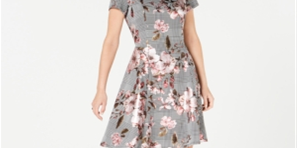 Vestido estampado floral masculino Robbie Bee feminino, preto/rosa, tamanho pequeno M