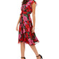 Vestido Julia Jordan Feminino com Babados, Botões Frontais e Cintura Amarrada, Vermelho, Tamanho 2