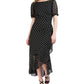 Vestido longo feminino Julia Jordan com babados e bolinhas, preto, tamanho 16