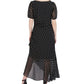 Vestido longo feminino Julia Jordan com babados e bolinhas, preto, tamanho 16