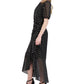 Vestido longo feminino Julia Jordan com babados e bolinhas, preto, tamanho 16
