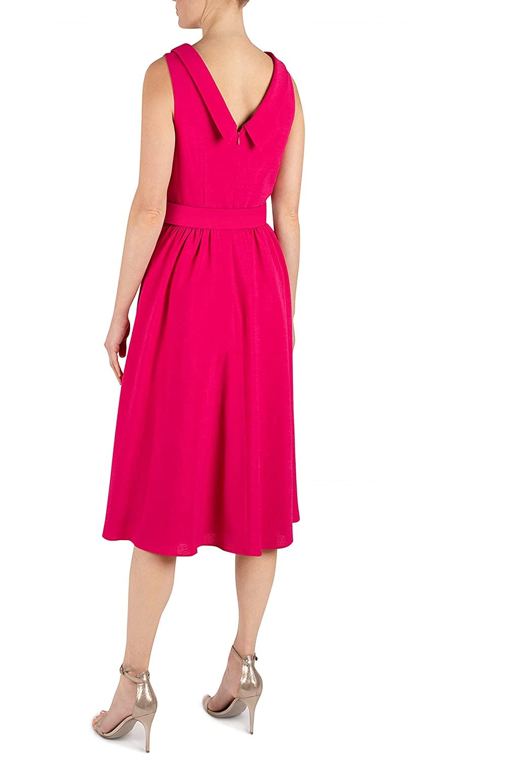 Vestido Donna Ricco Feminino com Gola Alta e Corte A, Rosa Choque, Tamanho 10
