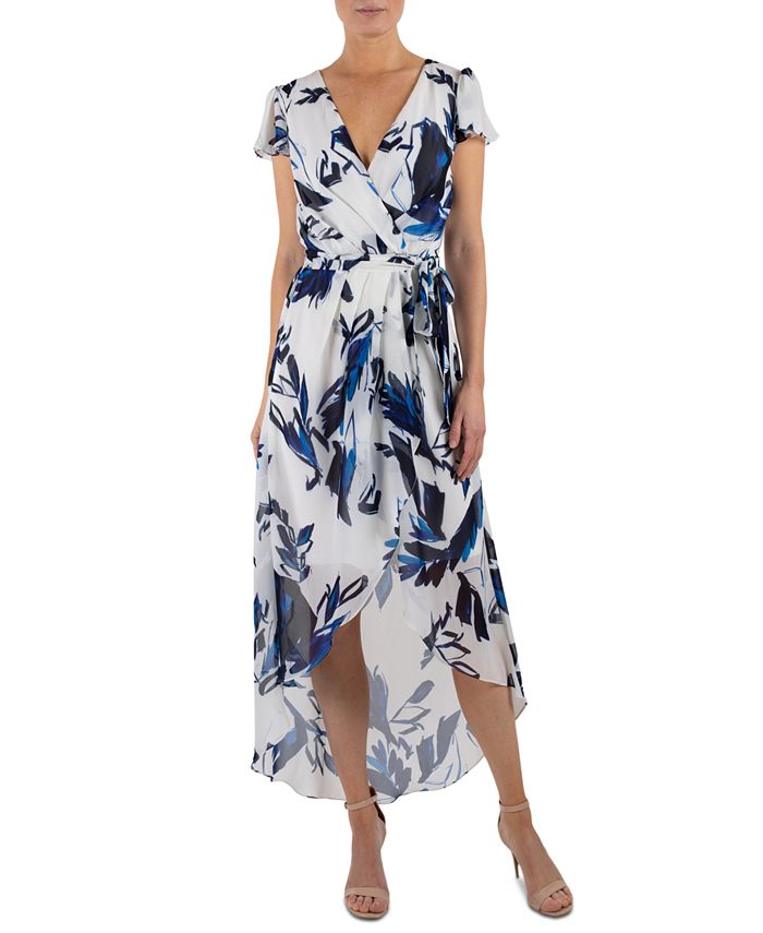 Vestido longo estampado Julia Jordan feminino, azul, tamanho 14