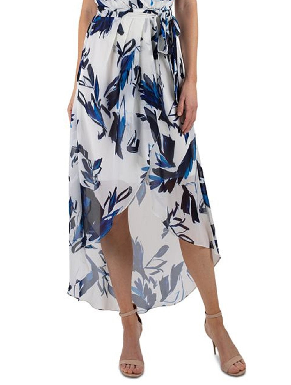 Vestido longo estampado Julia Jordan feminino, azul, tamanho 14
